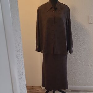 Jones New York Vintage Chocolate Skirt Set